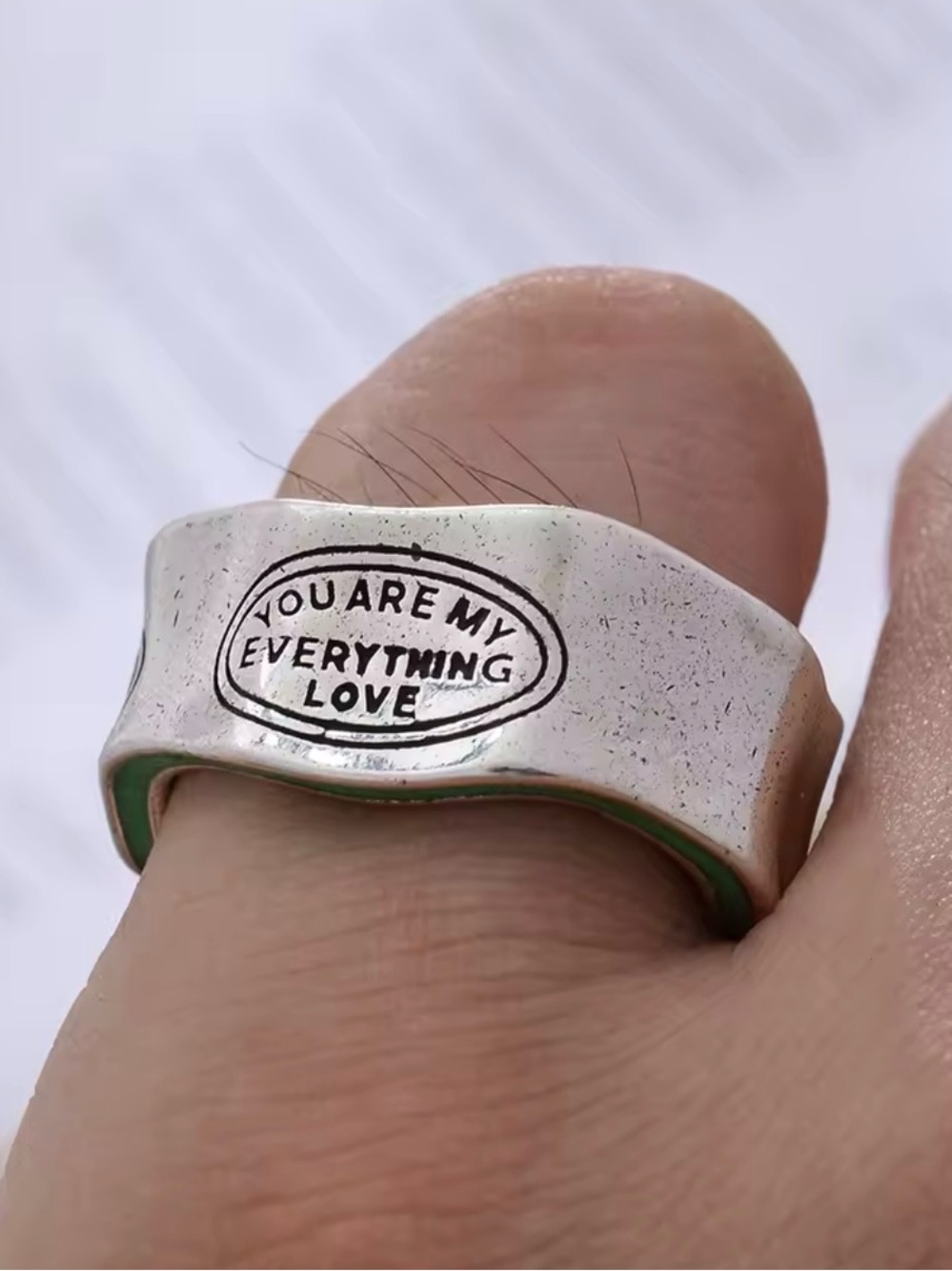 Engraved Sterling Silver Band Ring 925 - Picture 8 of 10